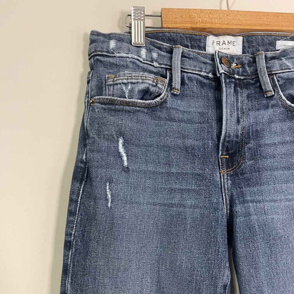 Frame Womens Jeans Size 25 Blue Le Nouveau Straight Distressed Denim Bottoms - Picture 4 of 12